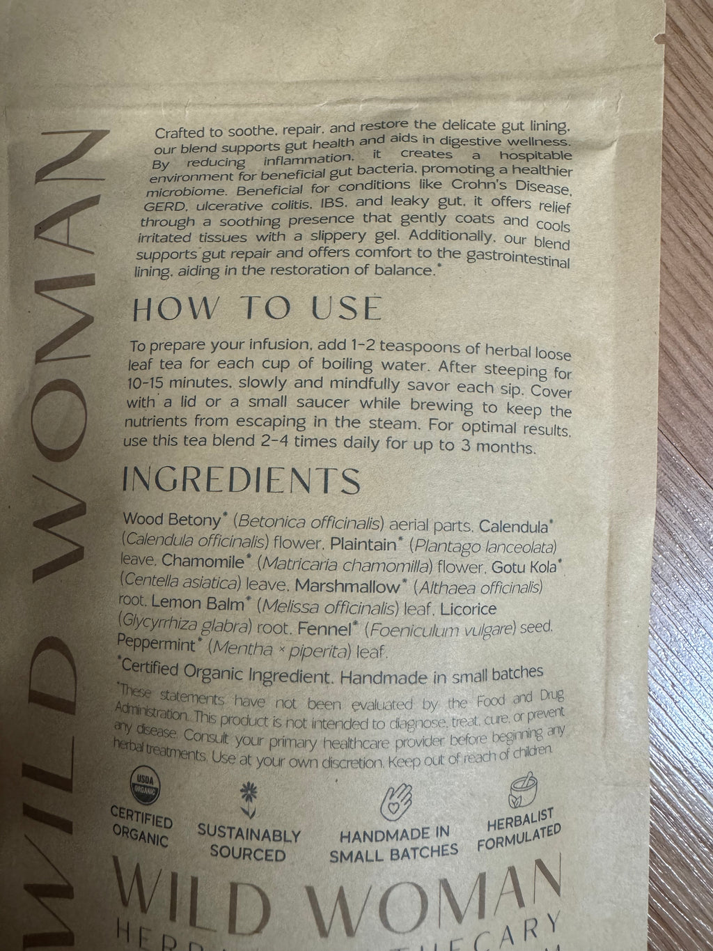 Well Belly Digestive Restoration Tea - 100% Organic Herbal Blend 2 oz